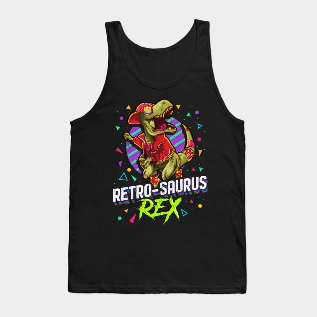 Retro Saurus T Rex Dinosaur Cool Tank Top by E
